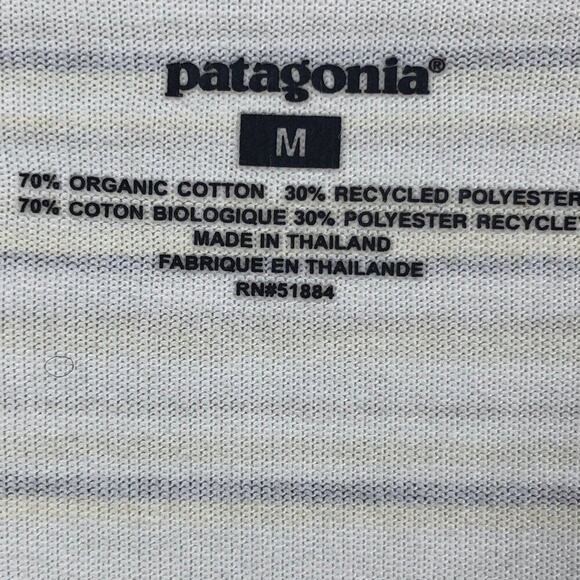 Patagonia Men's Golf Polo Size M Striped White Gold Black Golf Vacation Casual - Picture 3 of 8